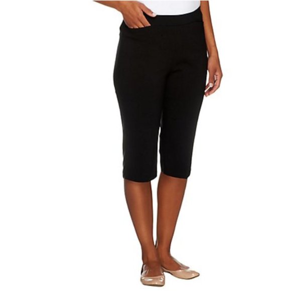 Susan Graver Pants - Susan Graver stretch pull on pedal pushers black